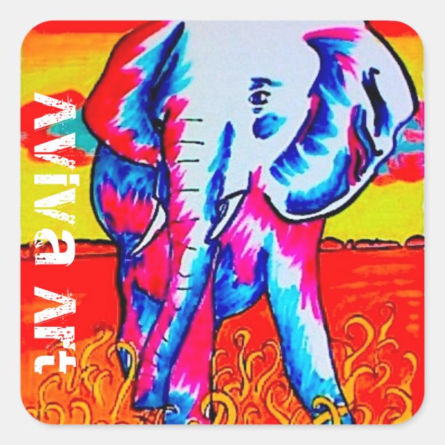 Adesivo Quadrado Elephant Sticker (Frente)