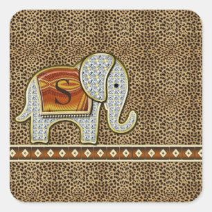 Adesivo Quadrado Elephant Walk Monograma Cheetah ID390