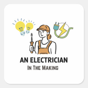 Adesivo Quadrado Eletricista em formação