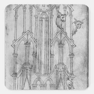 Adesivo Quadrado Elevação da torre da catedral de Laon
