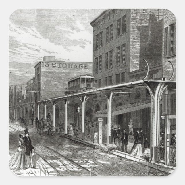 Adesivo Quadrado Elevada ferrovia na Rua Greenwich, Nova Iorque (Frente)