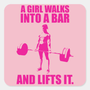 Adesivo Quadrado Elevador - Uma Rapariga Caminha Para Um Bar E Leva
