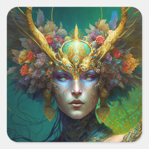 Adesivo Quadrado Elf Cavaleira Fantasia Art Square Sticker