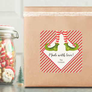 Adesivo Quadrado Elf Homemade Goods Holiday Baking Personalized