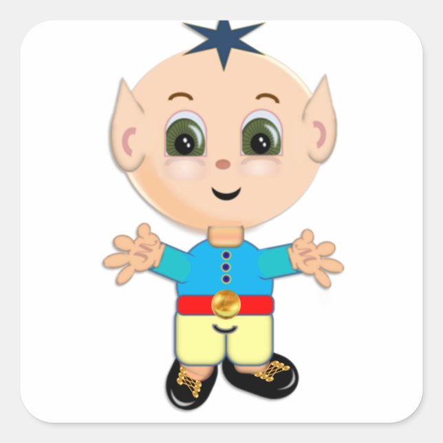 Adesivo Quadrado Elf mágico bonito (Frente)