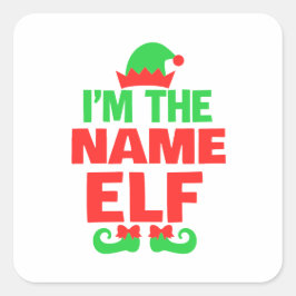 Adesivo Quadrado Elfo de Natal Personalizado