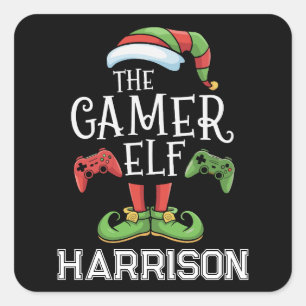 Adesivo Quadrado Elfo Gamer Personalizado Vídeo Natal Jogos