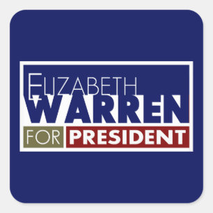 Adesivo Quadrado Elizabeth Warren para o presidente V1
