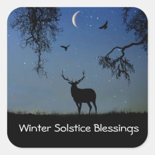 Adesivo Quadrado Elk de Feriado de Solstício de inverno 
