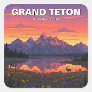 Adesivo Quadrado Elk no Parque Nacional Grand Teton