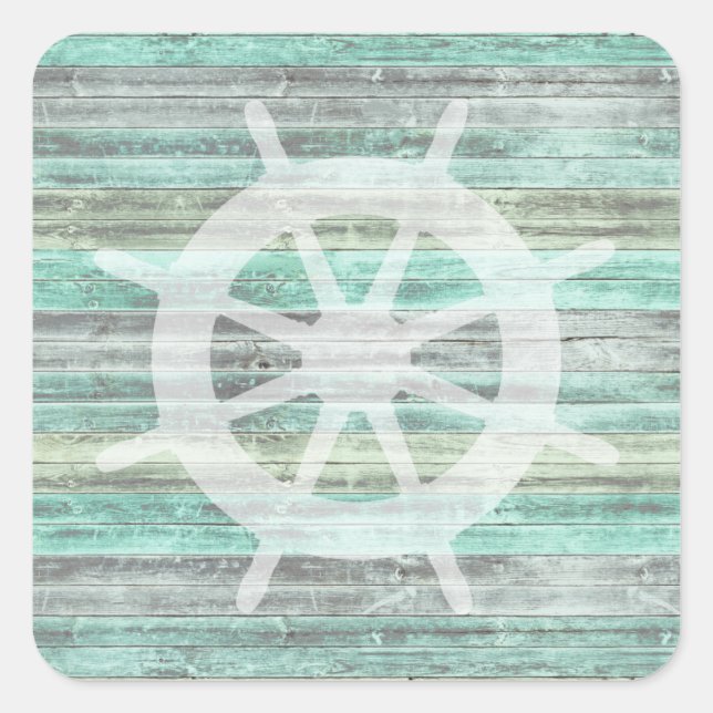 Adesivo Quadrado Elm Rustic Coaster Ship Helm (Frente)