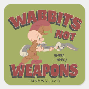 Adesivo Quadrado ELMER FUDD™ & INSETOS BUNNY™ "Wabbits Not Armas" (