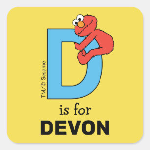 Adesivo Quadrado Elmo Alphabet D Azul