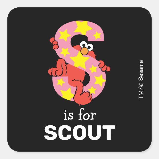 Adesivo Quadrado Elmo Alphabet | Estrela S (Frente)
