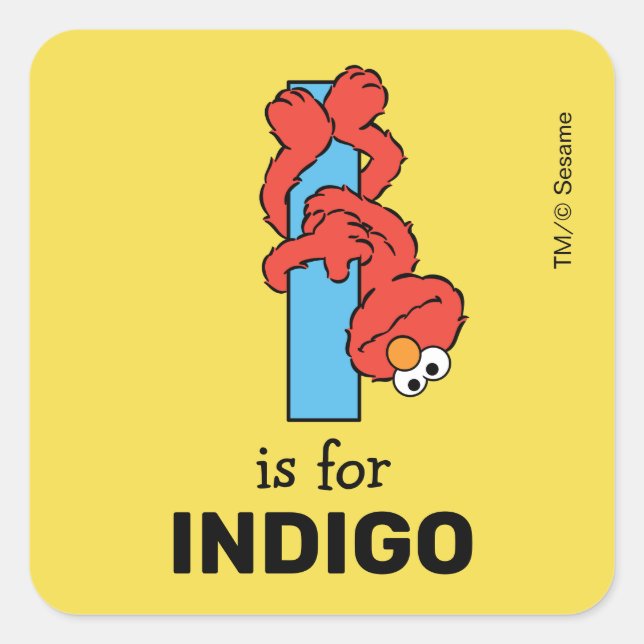 Adesivo Quadrado Elmo Alphabet | I Azul (Frente)