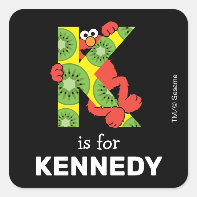 Adesivo Quadrado Elmo Alphabet | K Kiwi (Frente)