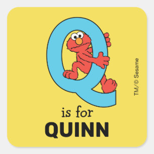 Adesivo Quadrado Elmo Alphabet   Q Azul