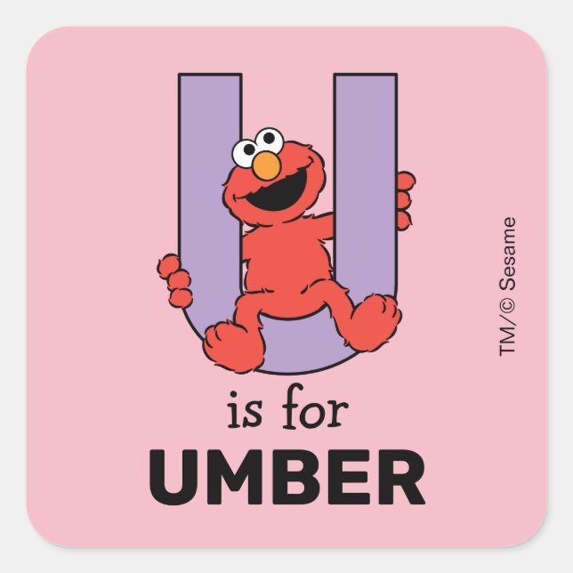 Adesivo Quadrado Elmo Alphabet | U Roxo (Frente)