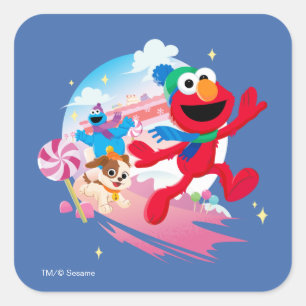 Adesivo Quadrado Elmo, Tango e Cookie Monster O Melhor Natal de S