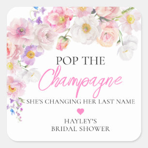 Adesivo Quadrado Eloise Floral Pop do Chá de panela de Champanhe