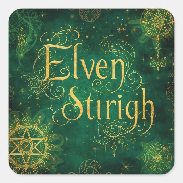 Adesivo Quadrado Elven Stirigh – Sigils in Green (Frente)