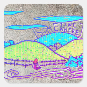 Adesivo Quadrado Em algum lugar / Algum tempo no fundo da praça