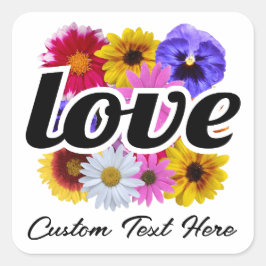 Adesivo Quadrado Em Bloom - Amor com Buquê Floral Quadrado