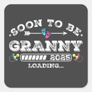 Adesivo Quadrado Em breve será vovó 2025 carregando