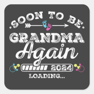 Adesivo Quadrado Em breve será vovó de novo em 2024