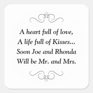 Adesivo Quadrado Em breve, Sr. e Sra. Square Sticker