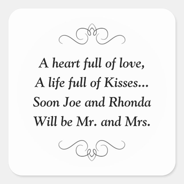 Adesivo Quadrado Em breve, Sr. e Sra. Square Sticker (Frente)