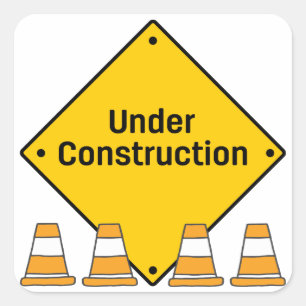 Adesivo Quadrado Em Construção com Cones