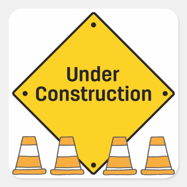 Adesivo Quadrado Em Construção com Cones (Frente)