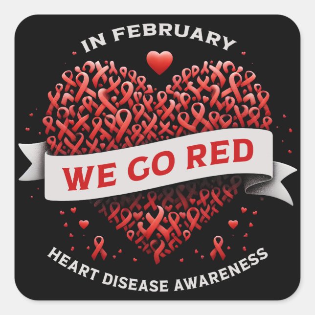 Adesivo Quadrado Em Fevereiro, Nós Somos Vermelhos Americanos Por D (Frente)