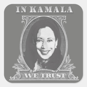 Adesivo Quadrado Em Kamala Confiamos - Lei Dólar de Kamala Harris