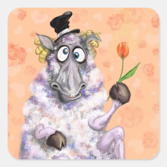 Adesivo Quadrado Em Love Ram - Romântico - Adicione Seu Texto / Nom (Frente)