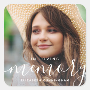 Adesivo Quadrado Em Loving Memory Memorial Modern Elegant Foto