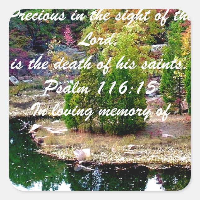 Adesivo Quadrado Em memória do Salm 116:15 (Frente)