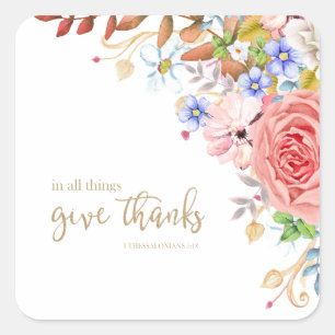 Adesivo Quadrado Em Todas As Coisas Dá Obrigados - 1 Coisa. 5:18