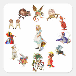 Adesivo Quadrado Em torno de Alice no País das Maravilhas