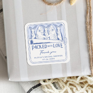 Adesivo Quadrado Embalado Com Chá de panela De Sardinha Com Amor