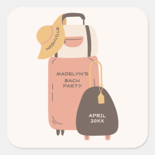 Adesivo Quadrado Embalagem de Bagagens Destino Despedida de Solteir