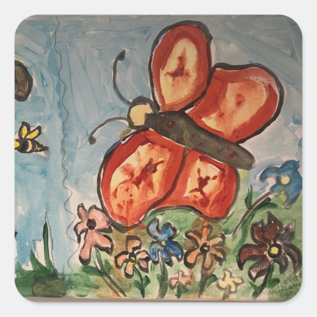 Adesivo Quadrado Embalagem de creches escolares para primavera (Frente)