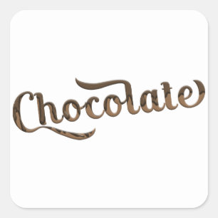 Adesivo Quadrado Embalagem de Festa Retro Tipo Marrom Chocolate