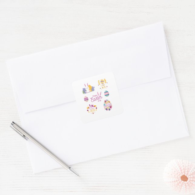 Adesivo Quadrado Embalagem de páscoa, Páscoa engraçada (Envelope)