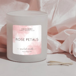 Adesivo Quadrado Embalagem de produto de cor d'água rosa elegante