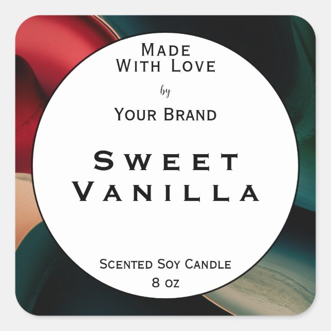 Adesivo Quadrado Embalagem de Produto Feito Com Amor Elegante (Frente)
