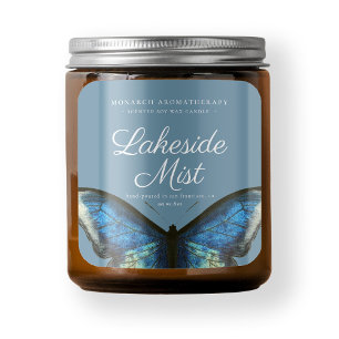 Adesivo Quadrado Embalagem de produto Vintage Butterfly Blue Candle