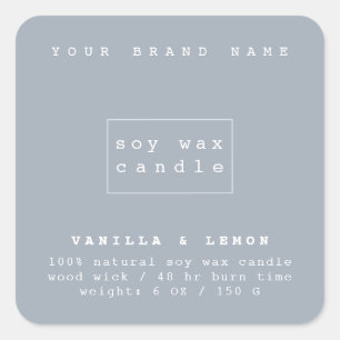 Adesivo Quadrado Embalagem de velas de cosméticos azuis modernos