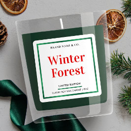 Adesivo Quadrado Embalagem de Velas de Natal Elegante de Férias Mod